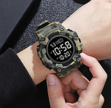 Хороший бюджетний водонепроникний чоловічий кварцовий тактичний годинник з каучуковим ремінцем, фото 4