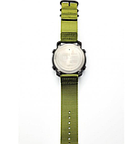 Військовий кварцовий водонепроникний годинник з компасом на тканинному ремінці зеленим з японським механізмом, фото 2