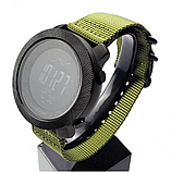 Військовий кварцовий водонепроникний годинник з компасом на тканинному ремінці зеленим з японським механізмом, фото 6