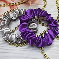 Атласная резинка для волос Скранч (серый, фиолетовый ручной работы украшения на голову, женские аксессуары)