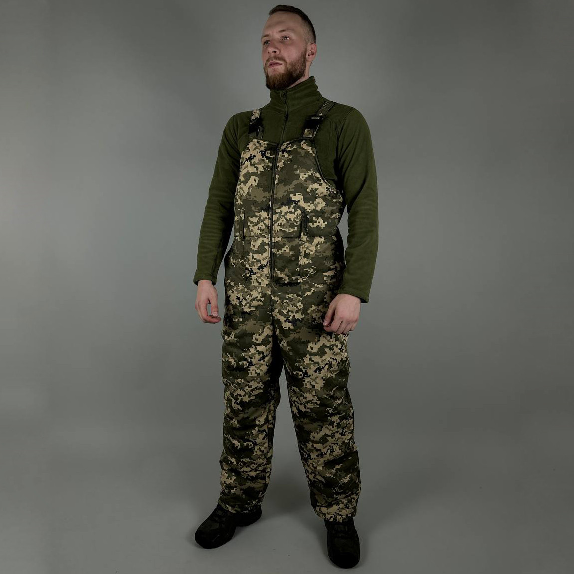 🔥 Напівкомбінезон зимовий (Піксель ММ-14) штани тактичні, карго, ВСУ, штани зимові теплі, фото 1