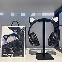 Детские Беспроводные наушники с ушками (светятся) Bluetooth с микрофоном и FM радио + AUX, Мяу Cat