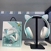 Детские Беспроводные наушники с ушками (светятся) Bluetooth с микрофоном и FM радио + AUX, Мяу Cat