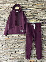 Детский подростковый костюм тёплый трёхнить с начесом на флисе розмір 44, ,46, 48 марсала