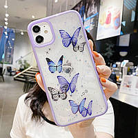 Чохол для Apple iPhone 14 Pro Alitek Метелики з блискітками Purple