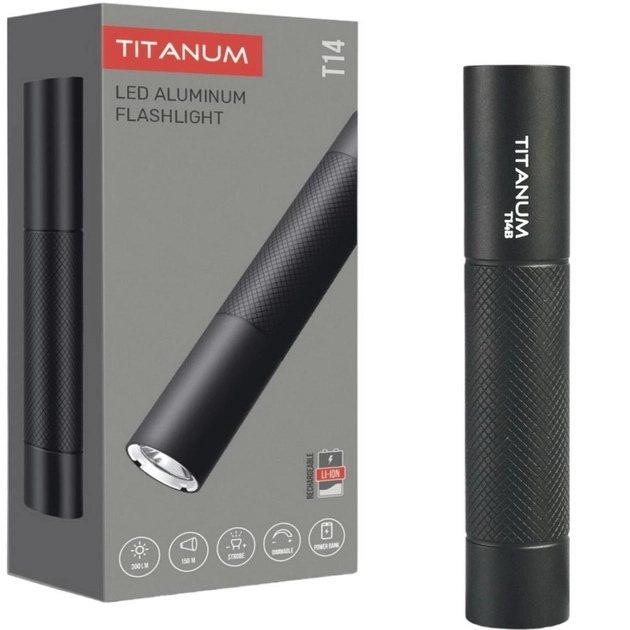 Портативний світлодіодний ліхтарик TITANUM TLF-T14G 300Lm 5000K Black Velo