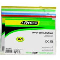 Папка-конверт А4 на zip-lock 4OFFICE 4-207 прозора 180мкн до 100арк. (12 шт. в упаковці)/240