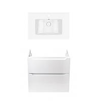 Комплект Qtap тумба підвісна Scorpio 700х585х460 мм White + раковина урізна Albatross QT71SC43969