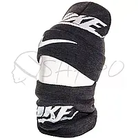 Комплект молодежный брендовый шапка двойная с отворотом и снуд Nike JAK21303K Темно-серый