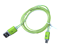 Кабель USB to micro USB з підсвічуванням по всій довжині 1м:Салатовий