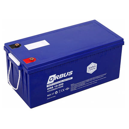 Акумуляторна батарея ORBUS CG12200 GEL 12 V 200 Ah (522 х 238 х 222) Black 62 kg Q1/24, фото 1
