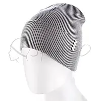 Одинарная шапка бини рубчик универсальная из хлопка на манжете ATRICS UH772 Светло-серый