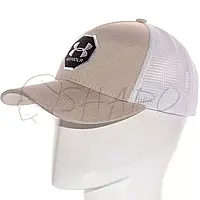 Бейсболка льняная с сеткой кепка брендовая летняя Polo BLN20606 Бежевый меланж
