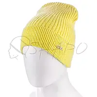 Молодежная стильная шапка из ангоры на манжете одинарная без подкладки ATRICS WH803 Желтый