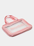 Жіноча косметичка WASHBAG органайзер з двома ручками середня рожева, фото 7