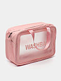 Жіноча косметичка WASHBAG органайзер з двома ручками середня рожева, фото 8