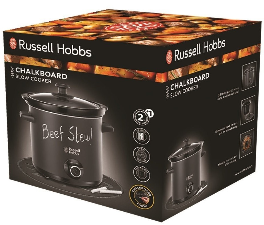 Медленоварка Russell Hobbs Chalkboard, 200Вт, чаша-3,5л, механическое управл., нерж. сталь, черный мат - фото 8 - id-p2000426312