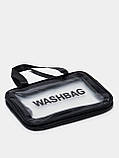 Жіноча косметичка WASHBAG органайзер з двома ручками велика чорна, фото 10
