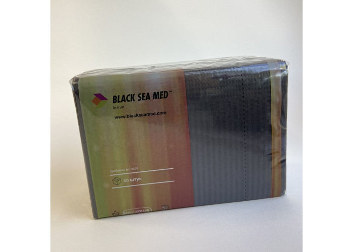 Нагрудники стоматологічні, тришарові, серветки BLACKSEAMED™, чорні, 50 шт