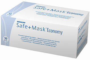 Маска медична тришарова MEDICOM SAFE+MASK ECONOMY (Blue), шт.