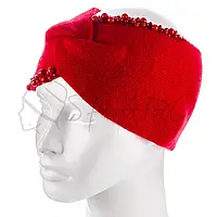 Повязка женская на голову ангоровая с бусинами ATRICS WH771 Красный