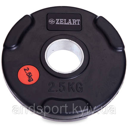 Диски для штанги обгумовані Zelart Z-HIT TA-5160-2,5 51мм 2,5кг чорний Код TA-5160-2_5, фото 1