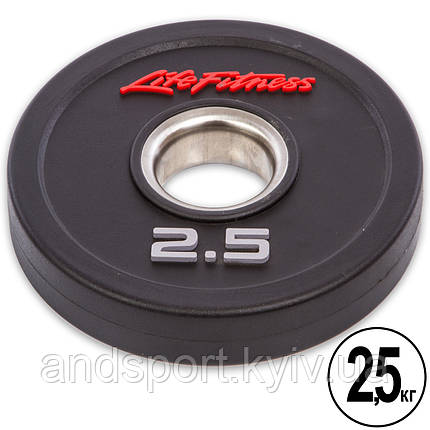 Диски для штанги поліуретанові LIFE FITNESS SC-80154-2,5 51мм 2,5кг чорний Код SC-80154-2_5, фото 1