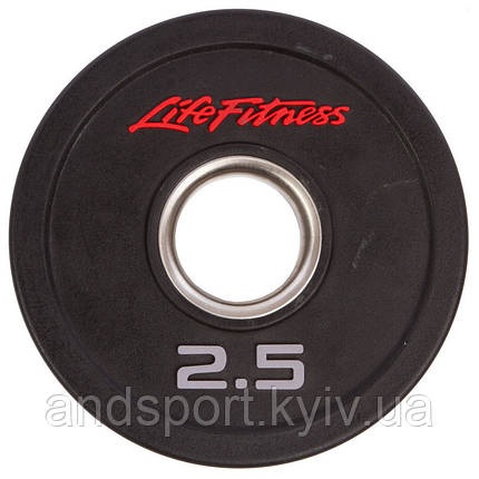Диски для штанги поліуретанові LIFE FITNESS SC-80154-2,5 51мм 2,5кг чорний Код SC-80154-2_5, фото 2