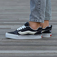 Мужские кеды Vans KNU Skool Black White Platform (чёрные с белым) демисезонная повседневная обувь I1551