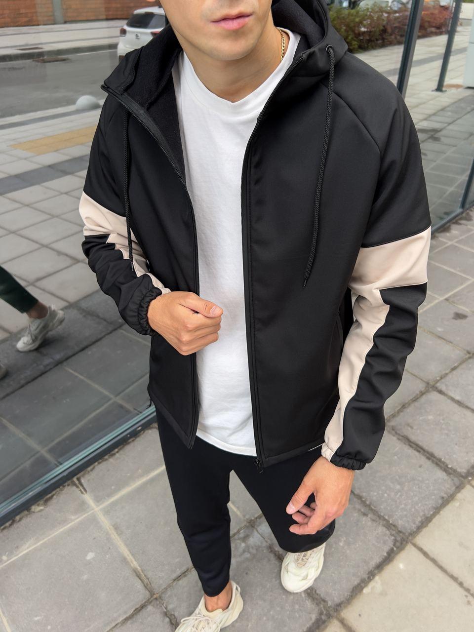 Куртка софтшелл чоловіча на флісі весняна осіння демісезонна nekst чорна вітрівка softshell весна осінь, фото 1