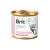 Вологий корм Brit GF VetDiet Hypoallergenic для котів, з харчовою алергією та непереносимістю, з лососем, 200 г