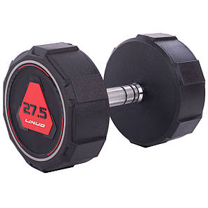 Гантель цілісна професійна LI NUO TA-3618-27,5 1шт 27,5кг чорний Код TA-3618-27_5, фото 1