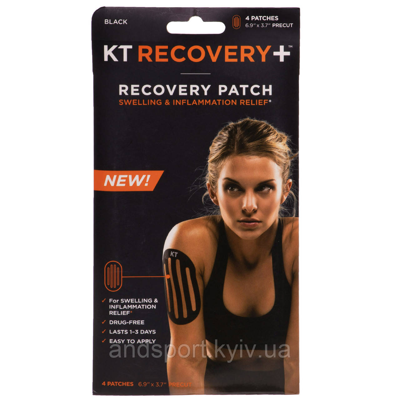 Кінезіо тейп (Kinesio tape) KTTP RECOVERY 4шт чорний Код RECOVERY