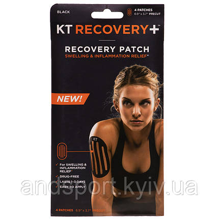 Кінезіо тейп (Kinesio tape) KTTP RECOVERY 4шт чорний Код RECOVERY, фото 1