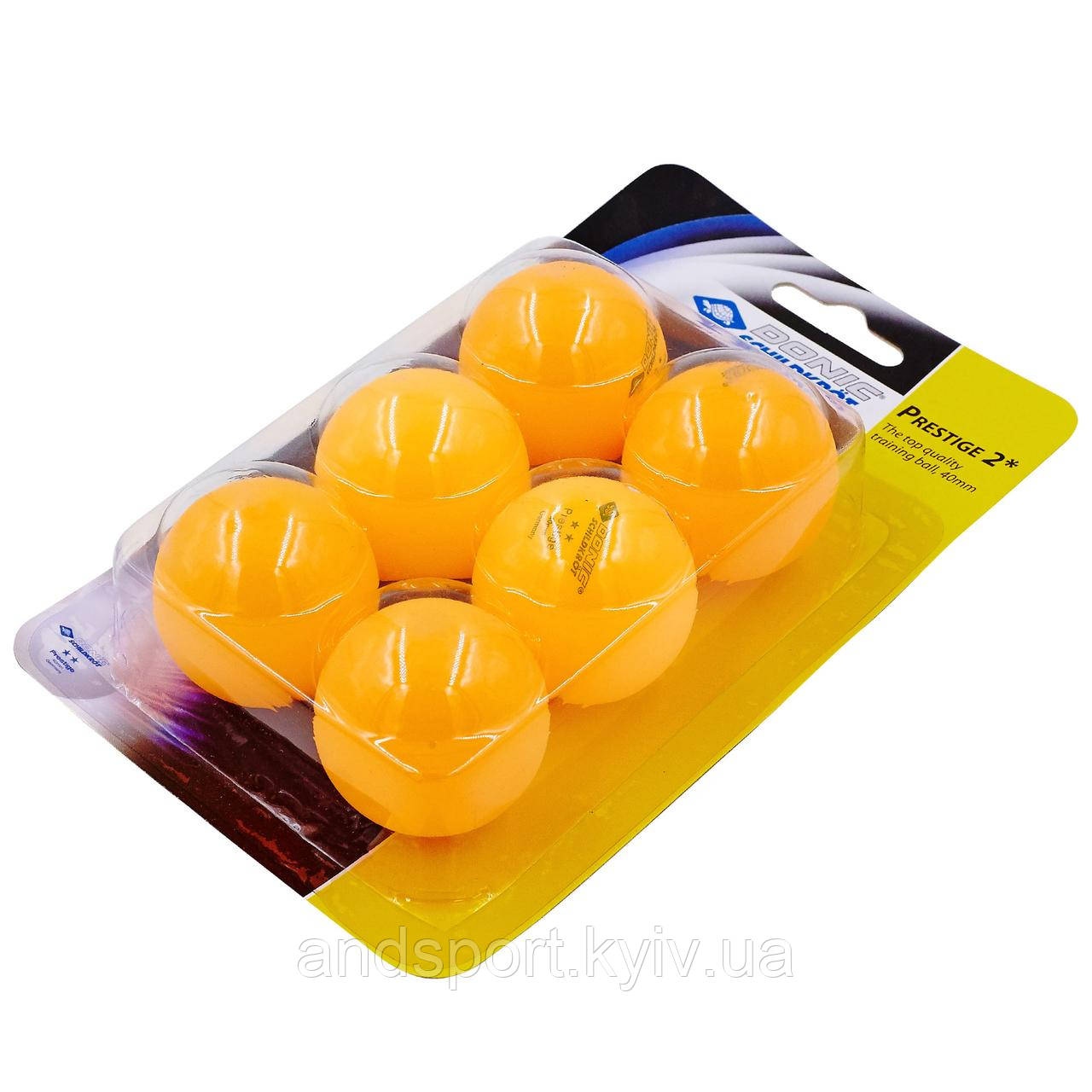 Набір м'ячів для настільного тенісу DONIC PRESTIGE 2* МТ-658028 6шт помаранчевий Код MT-658028