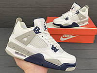 Кроссовки Nike Air Jordan 4 Retro High Найк Аир Джордан 4 Ретро Белые White Весна Осень Демисезонные Кожа