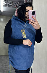 Жіночий жилет-альпака у блакитному кольорі, розміри 54-58.