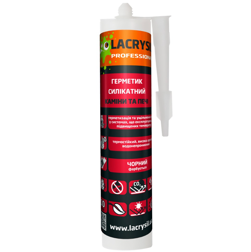 LACRYSIL Герметик Каміни та Печі чорний 0,55кг