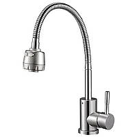 Змішувач для кухні з гнучким виливом/ кран на кухню Solone EZA4-A090, нержавіюча сталь, колір: хром