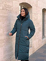 Женская зимняя длинная стеганая куртка из водонепроницаемой и ветронепродуваемой плащевки Эмми на молнии