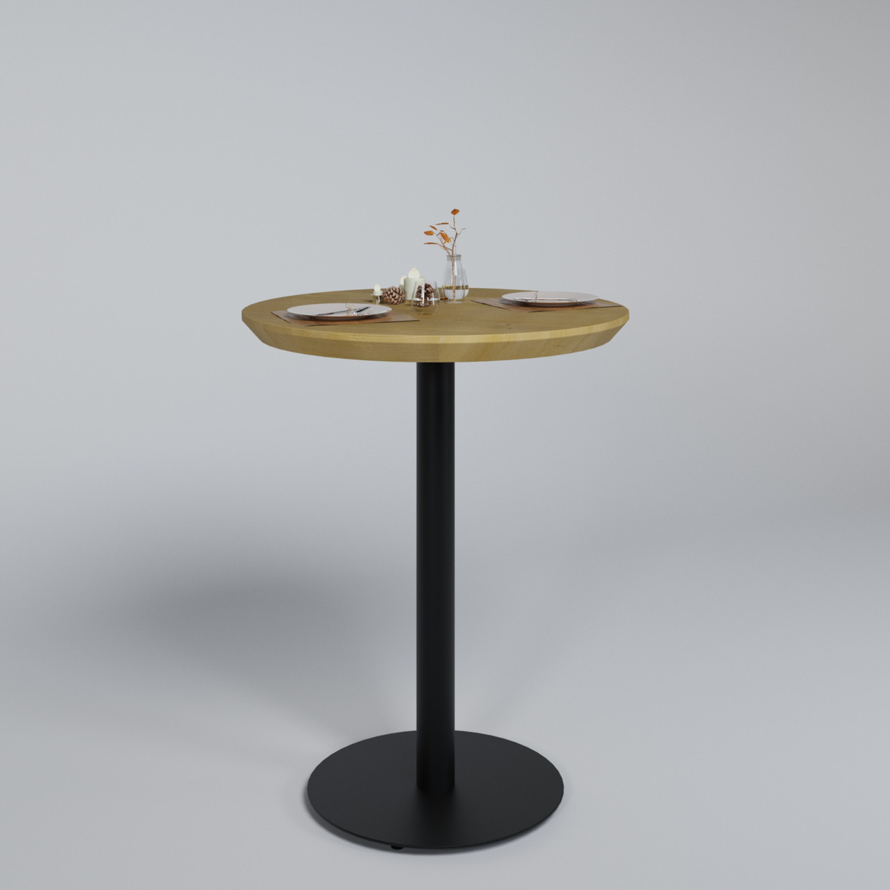 Круглый стол для кафе из ясеня "Серия 2" ножка металл со срезом Круглый стол для кафе из ясеня "Серия 2" ножка металл со срезом