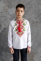 Біла вишиванка з бавовни "Дуб" для хлопчика ,арт 4436