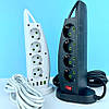 Подовжувач мережевий переноска 2 метри POWER SOCKET F14 на 8 розеток +3USB +1Type-C Білий, фото 6