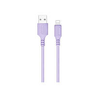 USB кабель для зарядки и передачи данных to iPhone Lightning 2.4A 1м фиолетовый