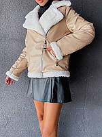 Жіноча зимова дублянка косуха з хутром Zara з екошкіри