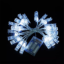 Світлодіодна LED гірлянда USB 3м із прищіпками для фото 20шт | Біле холодне світло, фото 6