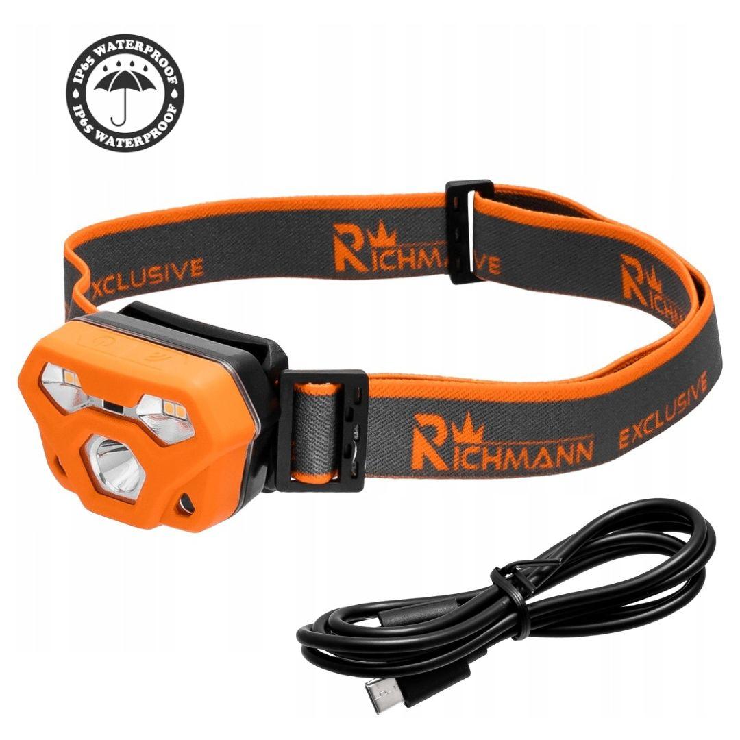 Ліхтарик на голову акумуляторний Richmann 4W+2LED з датчиком руху 300 lm IP65 USB C (C5905)