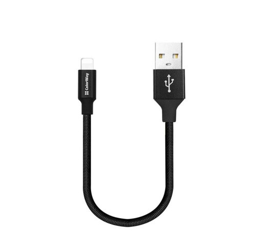 USB кабель для заряджання та передачі даних to iPhone Lightning 2.4A 0,25м чорний, фото 1