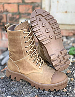 Ботинки чоловічі зимові Кіборг Койот з натуральної шкіри, Берці зимові шкіряні з хутром, прошиті black store