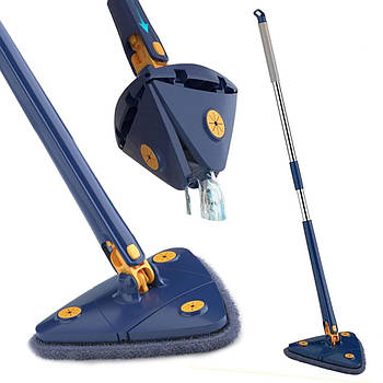 Трикутна телескопічна швабра 120см / Універсальна швабра для підлоги та стін / Швабра з самовіджимом